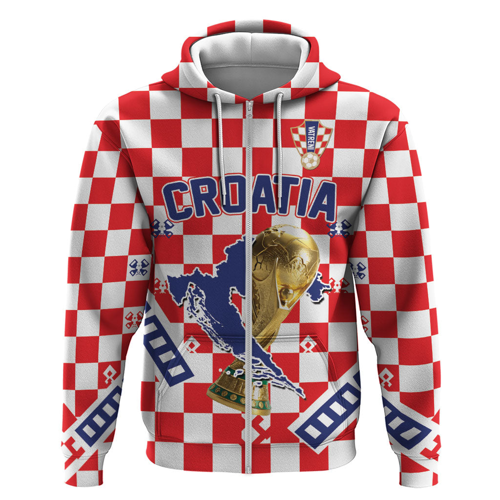 Custom World Football Croatia Hoodie Fearless Red Check Power