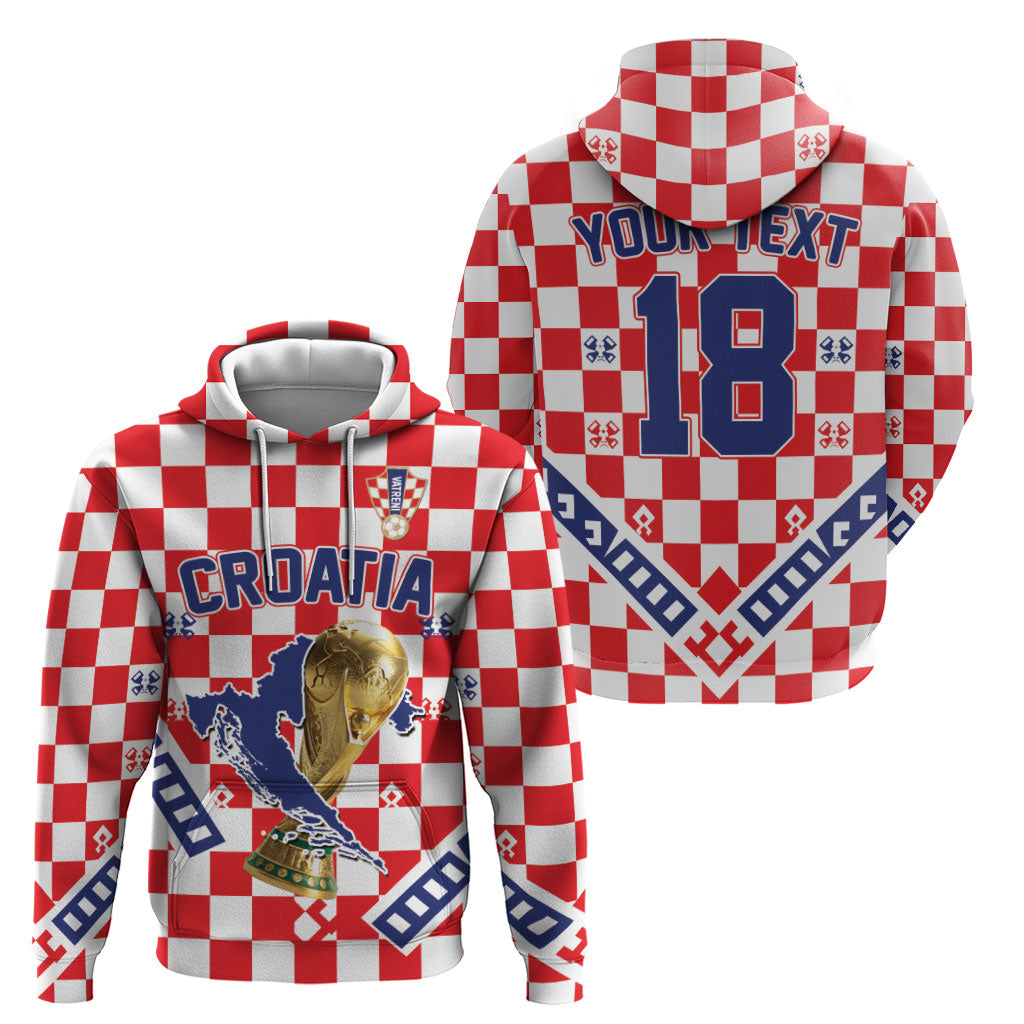 Custom World Football Croatia Hoodie Fearless Red Check Power