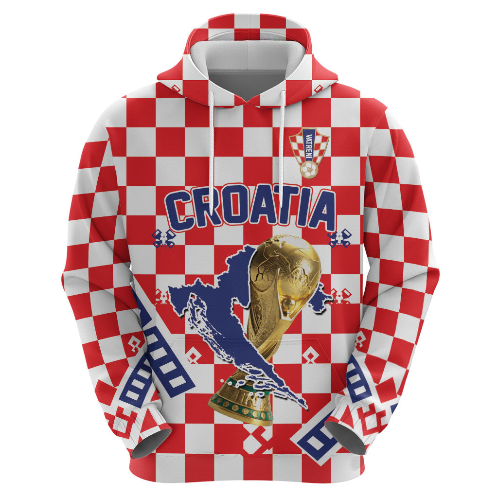 Custom World Football Croatia Hoodie Fearless Red Check Power
