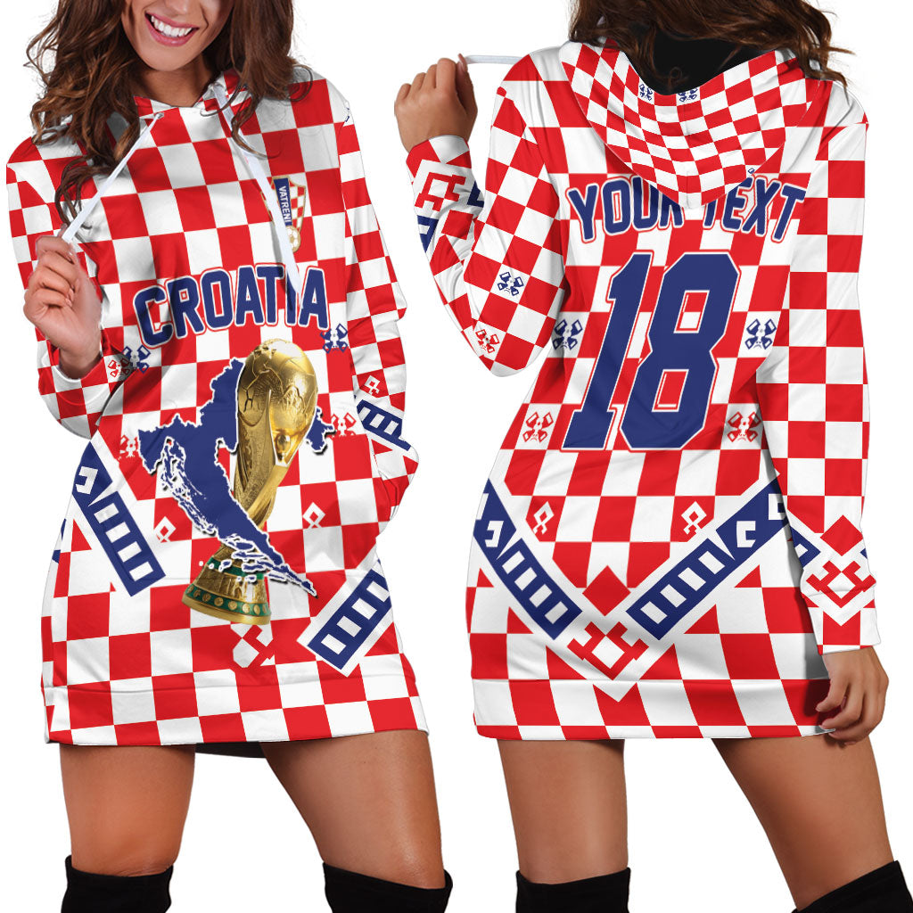 Custom World Football Croatia Hoodie Dress Fearless Red Check Power