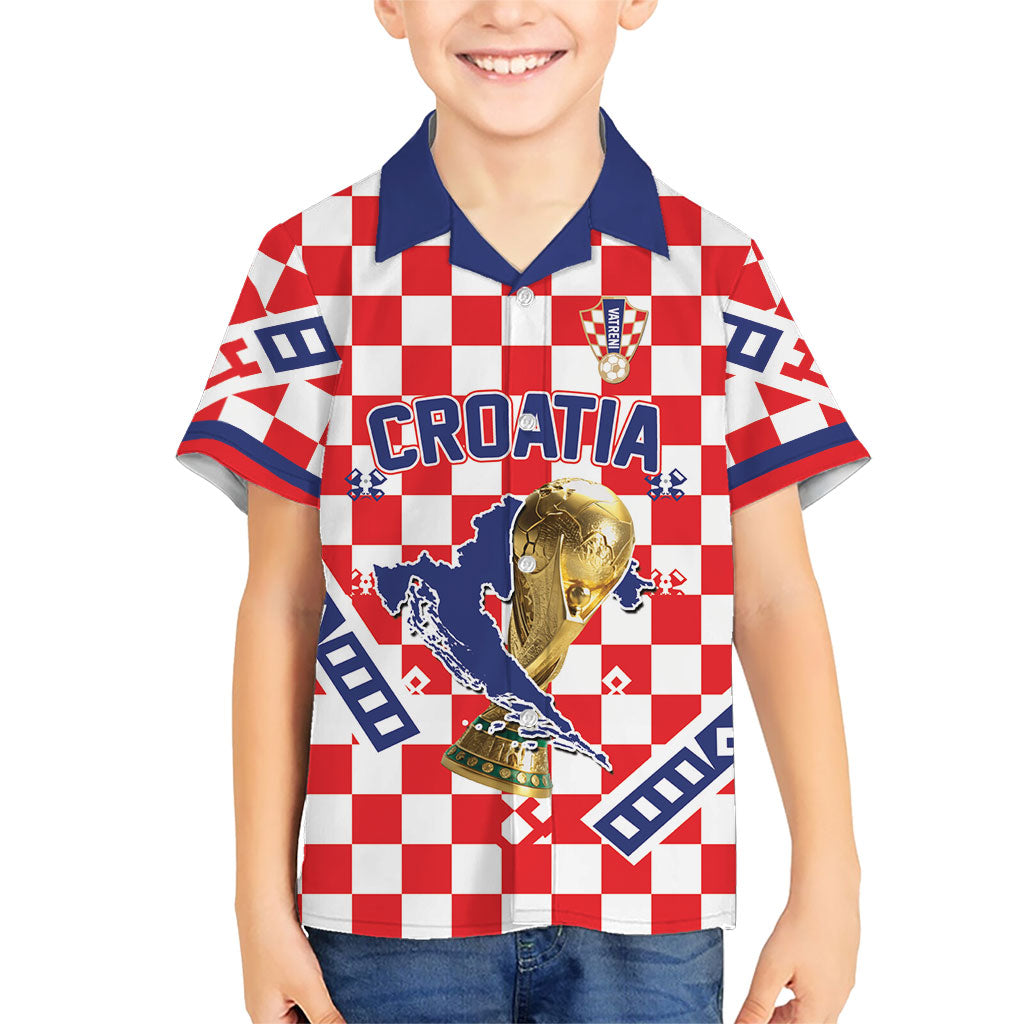 Custom World Football Croatia Kid Hawaiian Shirt Fearless Red Check Power