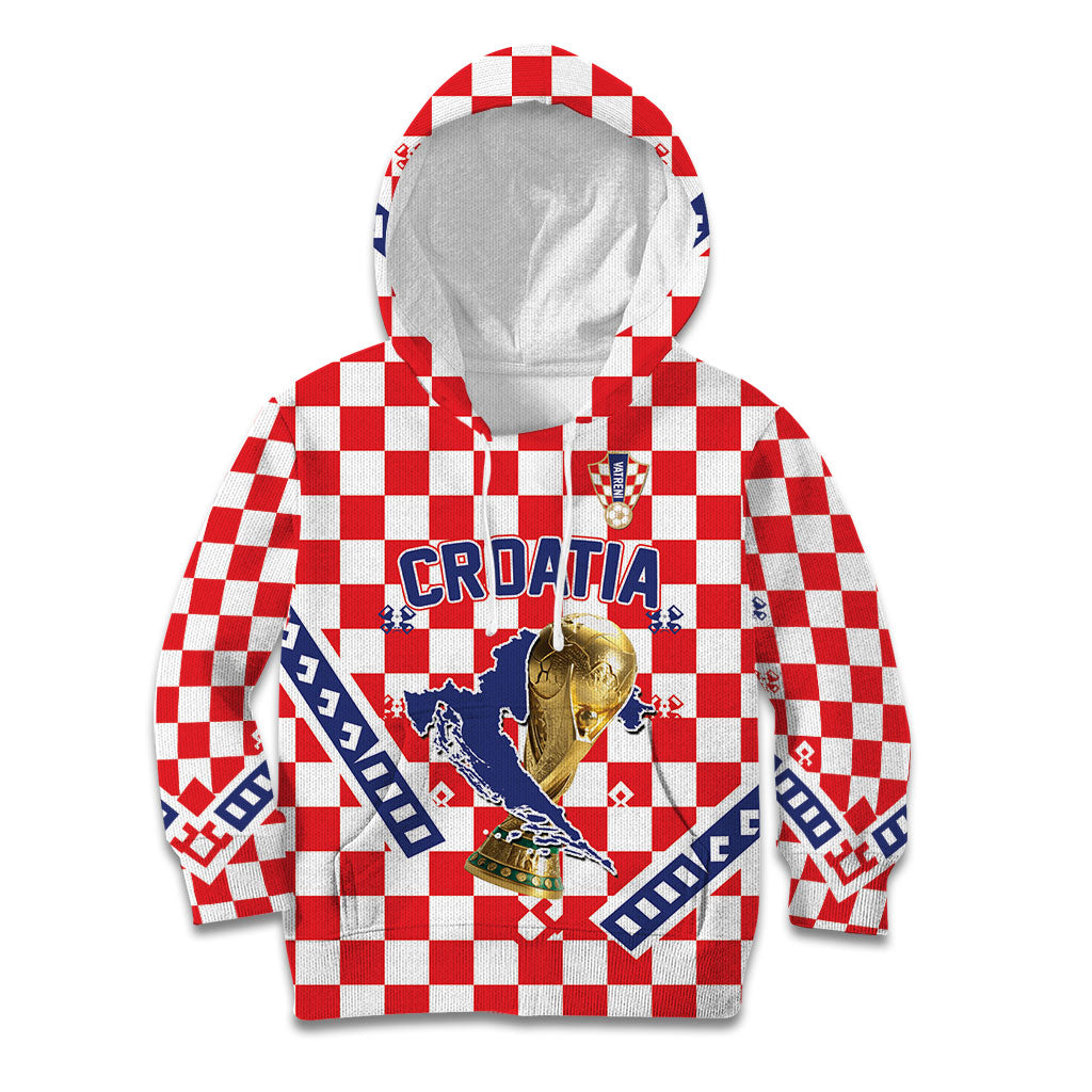 Custom World Football Croatia Kid Hoodie Fearless Red Check Power