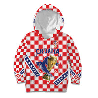 Custom World Football Croatia Kid Hoodie Fearless Red Check Power
