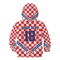 Custom World Football Croatia Kid Hoodie Fearless Red Check Power