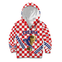 Custom World Football Croatia Kid Hoodie Fearless Red Check Power