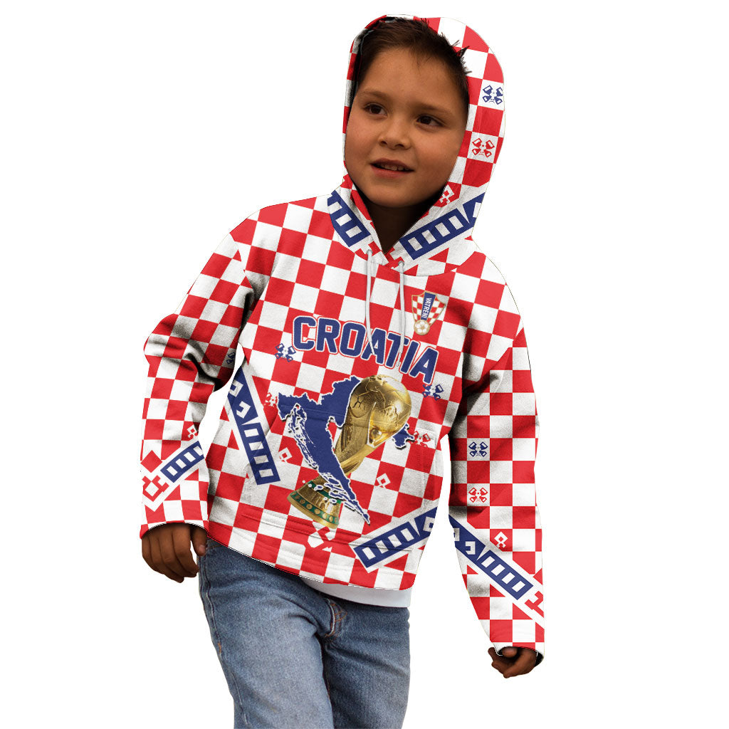 Custom World Football Croatia Kid Hoodie Fearless Red Check Power