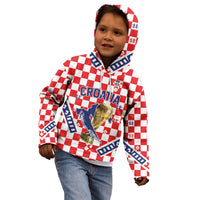 Custom World Football Croatia Kid Hoodie Fearless Red Check Power