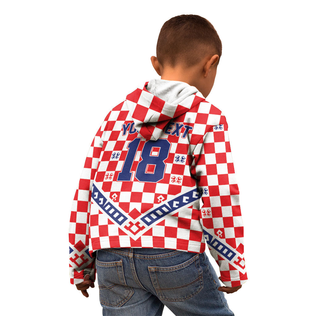 Custom World Football Croatia Kid Hoodie Fearless Red Check Power