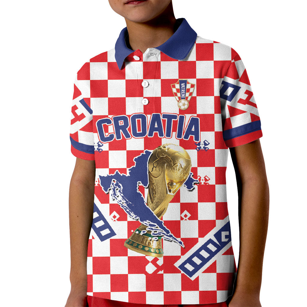 Custom World Football Croatia Kid Polo Shirt Fearless Red Check Power