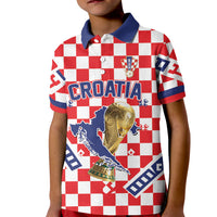 Custom World Football Croatia Kid Polo Shirt Fearless Red Check Power