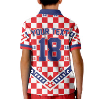 Custom World Football Croatia Kid Polo Shirt Fearless Red Check Power