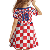 Custom World Football Croatia Kid Short Sleeve Dress Fearless Red Check Power