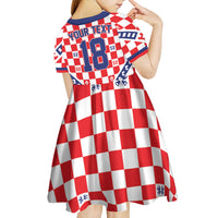 Custom World Football Croatia Kid Short Sleeve Dress Fearless Red Check Power