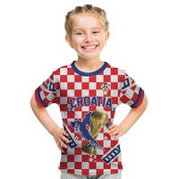 Custom World Football Croatia Kid T Shirt Fearless Red Check Power