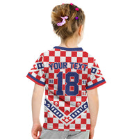 Custom World Football Croatia Kid T Shirt Fearless Red Check Power