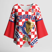 Custom World Football Croatia Kimono Sleeve Blouse Fearless Red Check Power