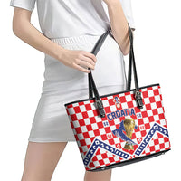 World Football Croatia Leather Tote Bag Fearless Red Check Power