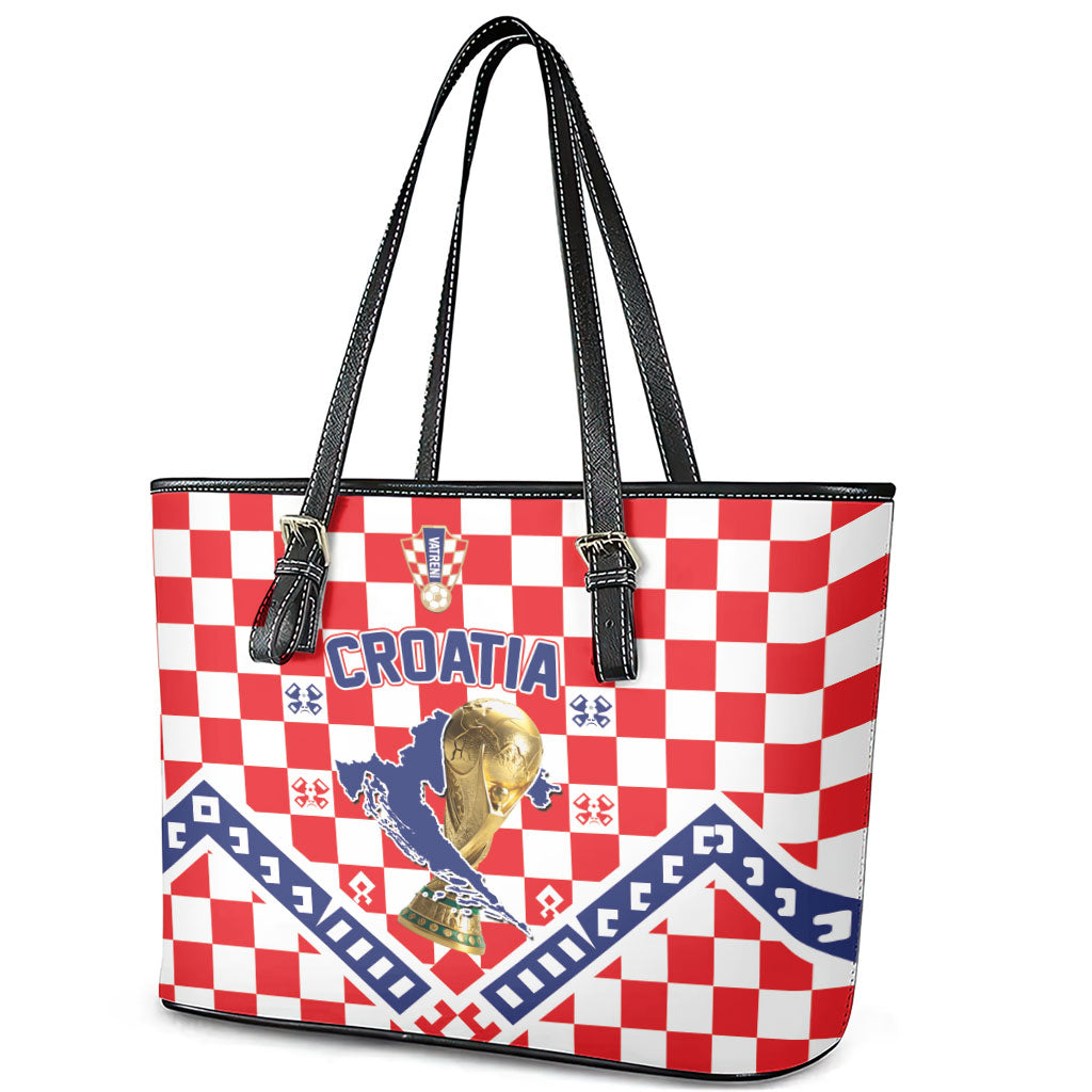 World Football Croatia Leather Tote Bag Fearless Red Check Power