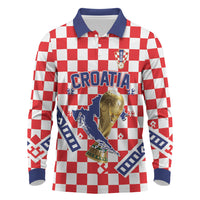 Custom World Football Croatia Long Sleeve Polo Shirt Fearless Red Check Power