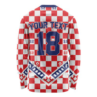 Custom World Football Croatia Long Sleeve Shirt Fearless Red Check Power
