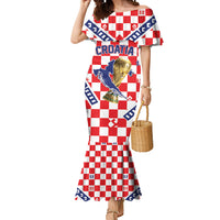 Custom World Football Croatia Mermaid Dress Fearless Red Check Power