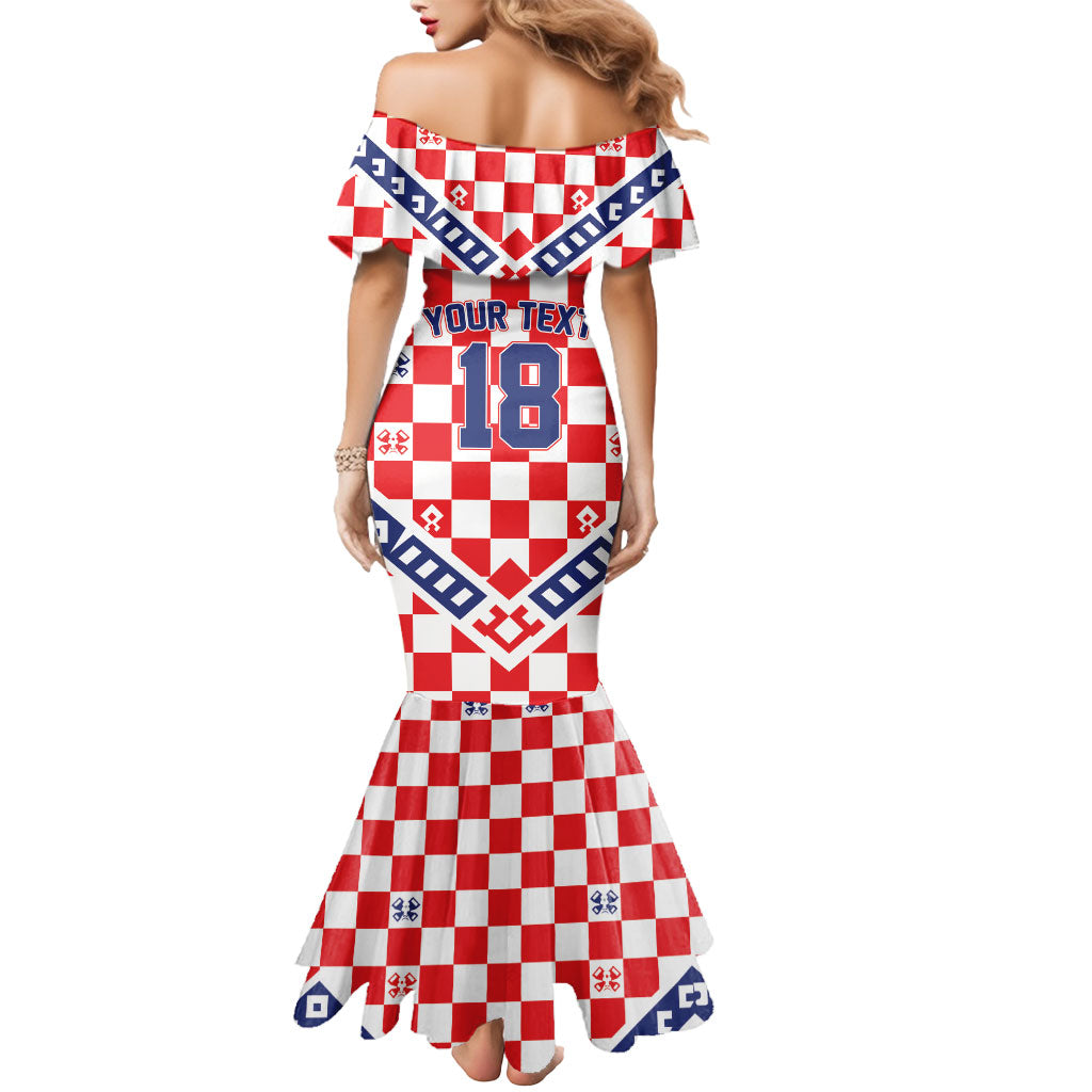 Custom World Football Croatia Mermaid Dress Fearless Red Check Power