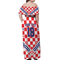 Custom World Football Croatia Off Shoulder Maxi Dress Fearless Red Check Power