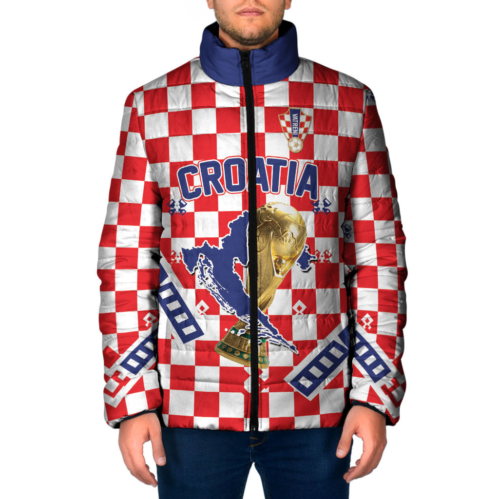 Custom World Football Croatia Padded Jacket Fearless Red Check Power