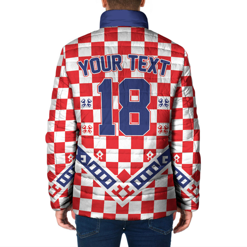 Custom World Football Croatia Padded Jacket Fearless Red Check Power