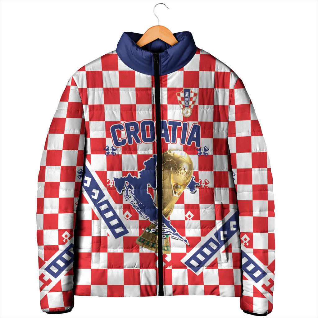 Custom World Football Croatia Padded Jacket Fearless Red Check Power