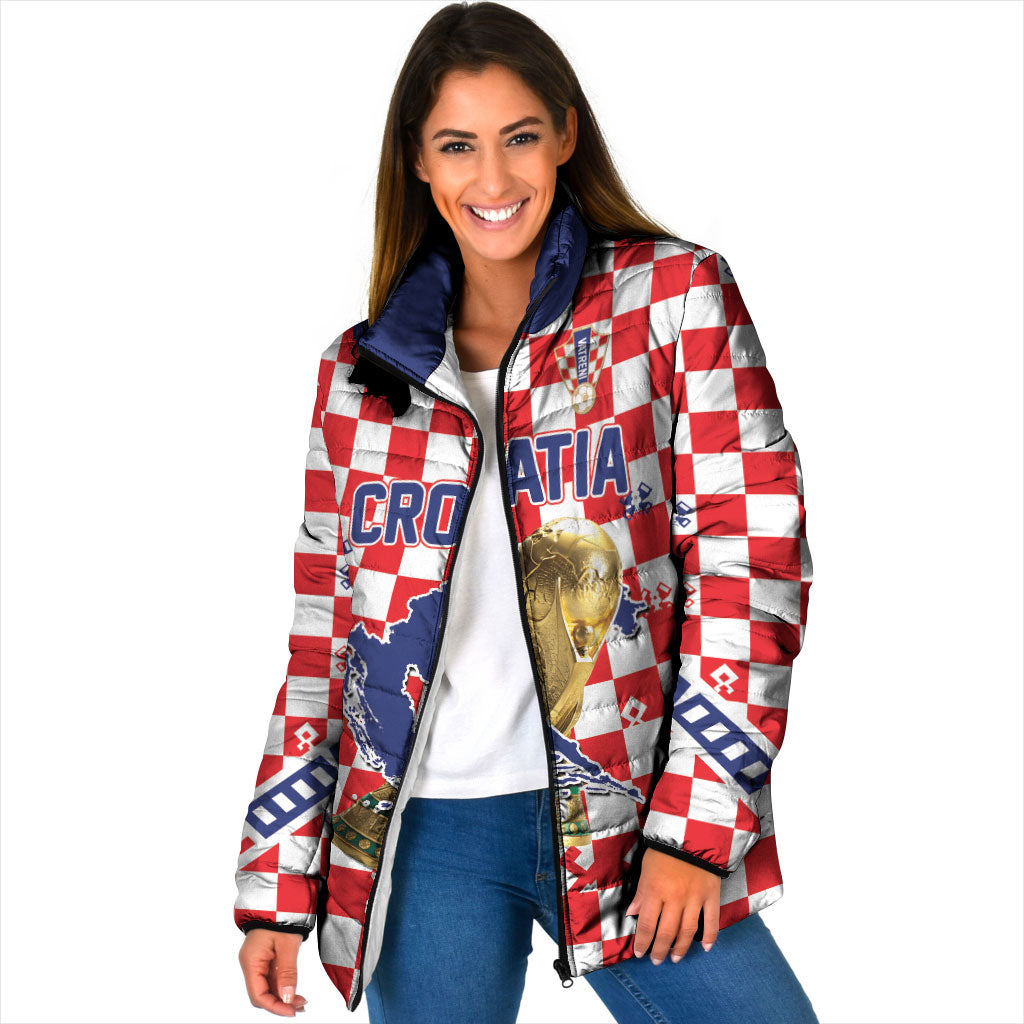 Custom World Football Croatia Padded Jacket Fearless Red Check Power