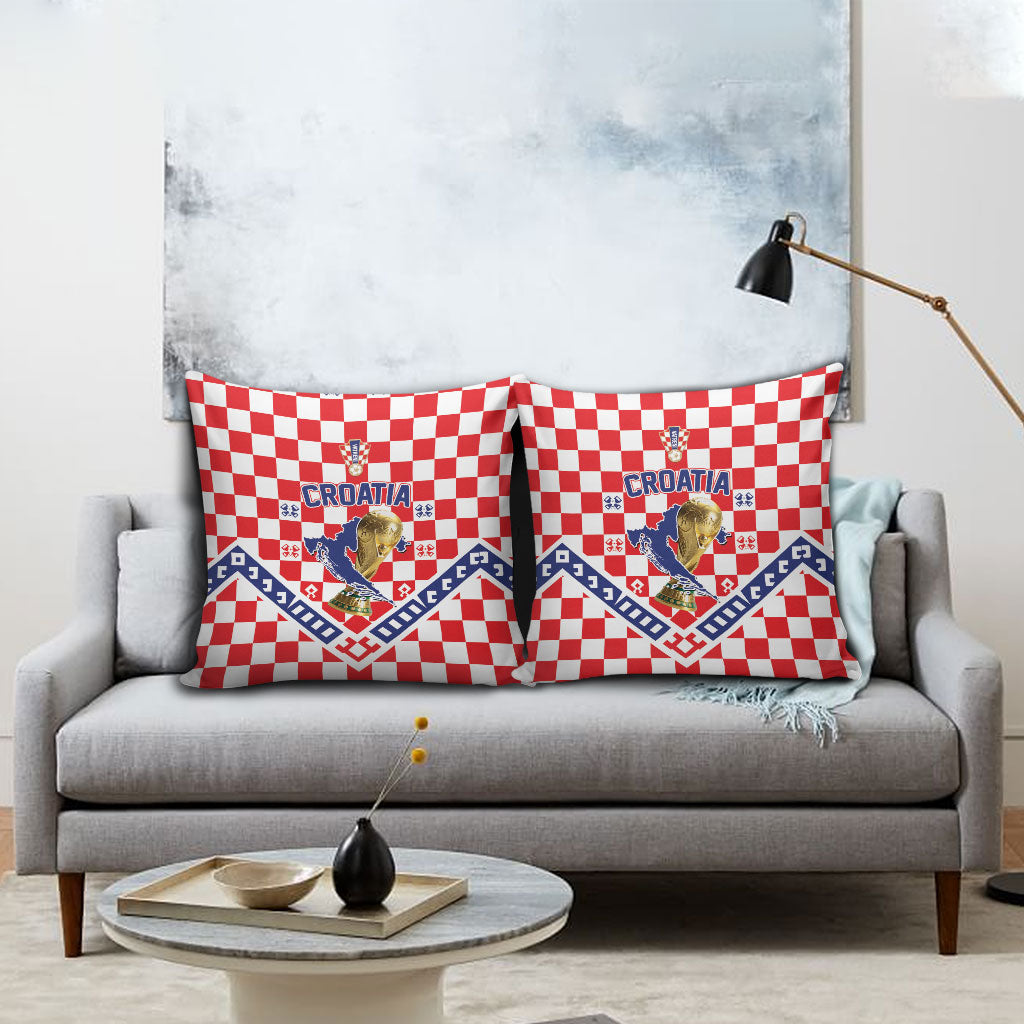 World Football Croatia Pillow Cover Fearless Red Check Power