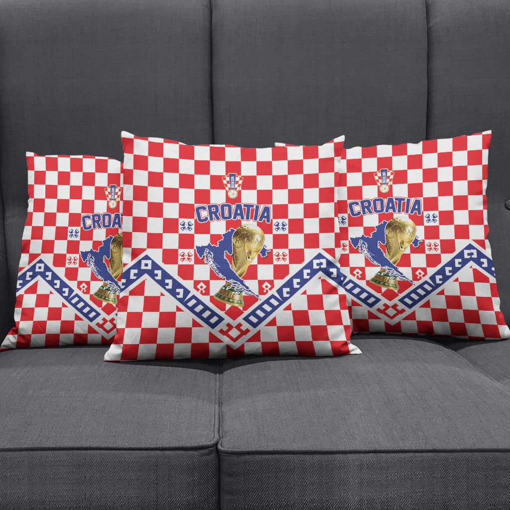 World Football Croatia Pillow Cover Fearless Red Check Power