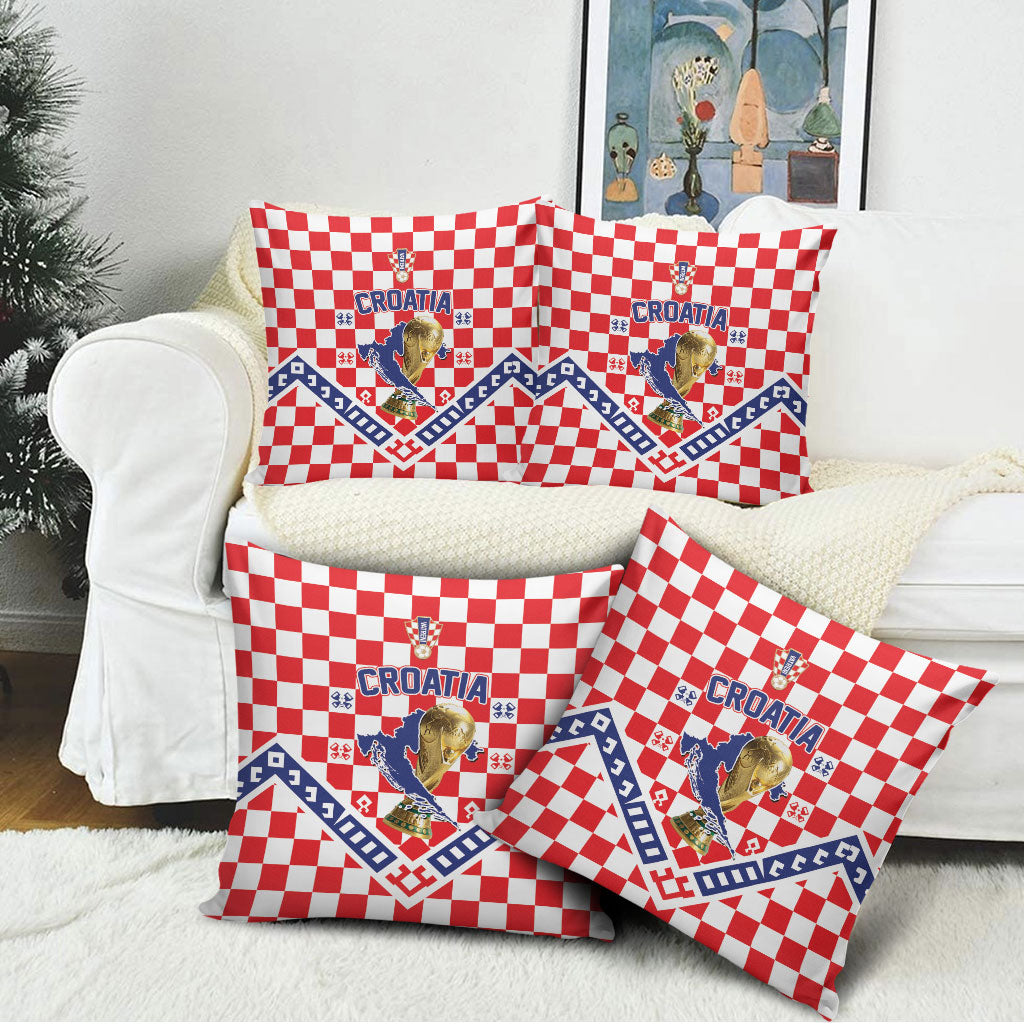World Football Croatia Pillow Cover Fearless Red Check Power