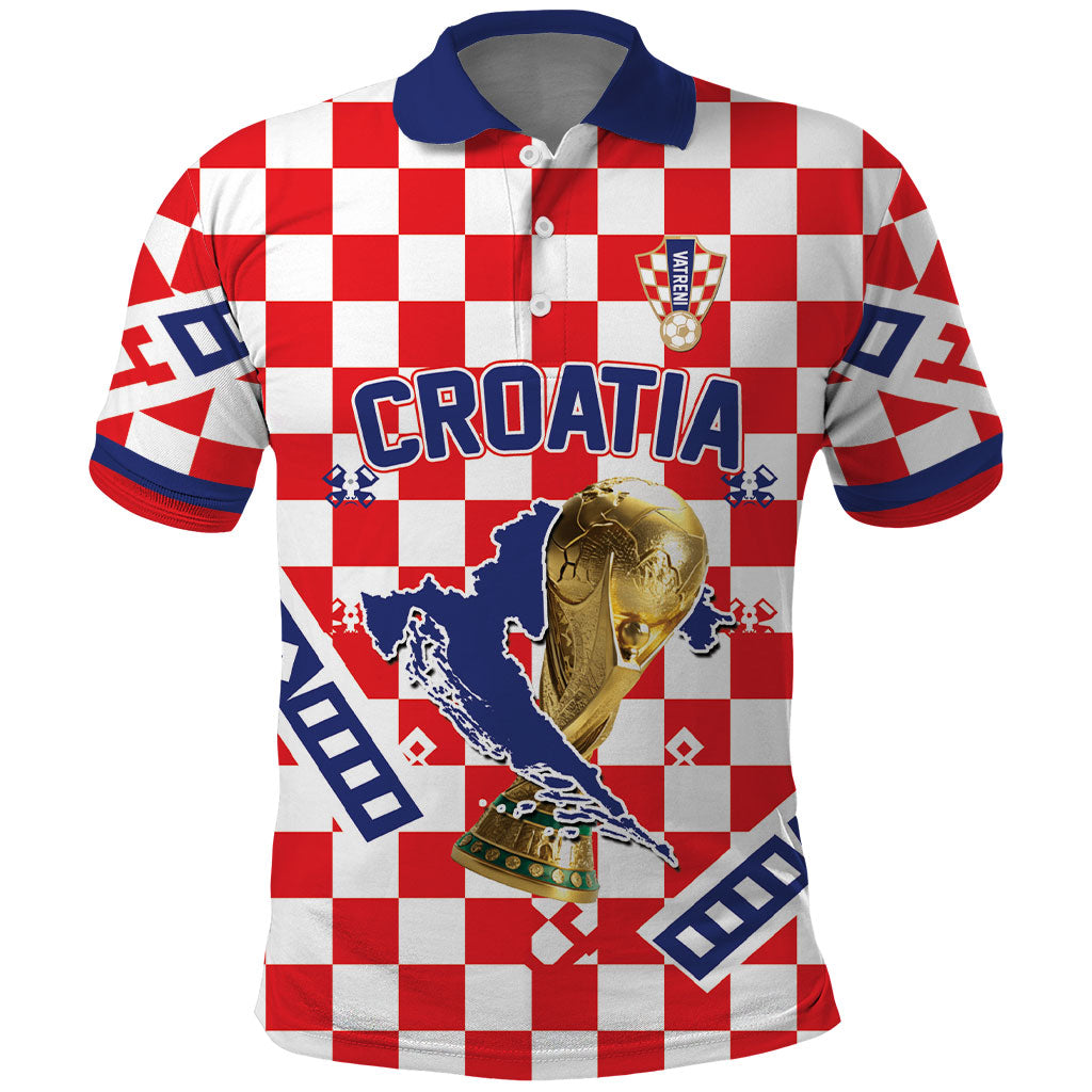 Custom World Football Croatia Polo Shirt Fearless Red Check Power