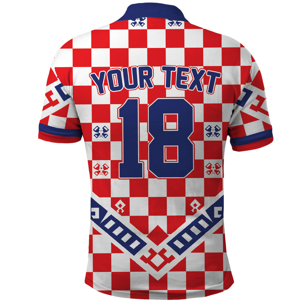 Custom World Football Croatia Polo Shirt Fearless Red Check Power