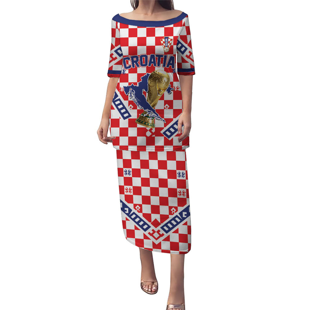 Custom World Football Croatia Puletasi Fearless Red Check Power