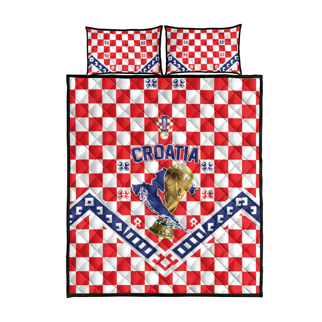 World Football Croatia Quilt Bed Set Fearless Red Check Power