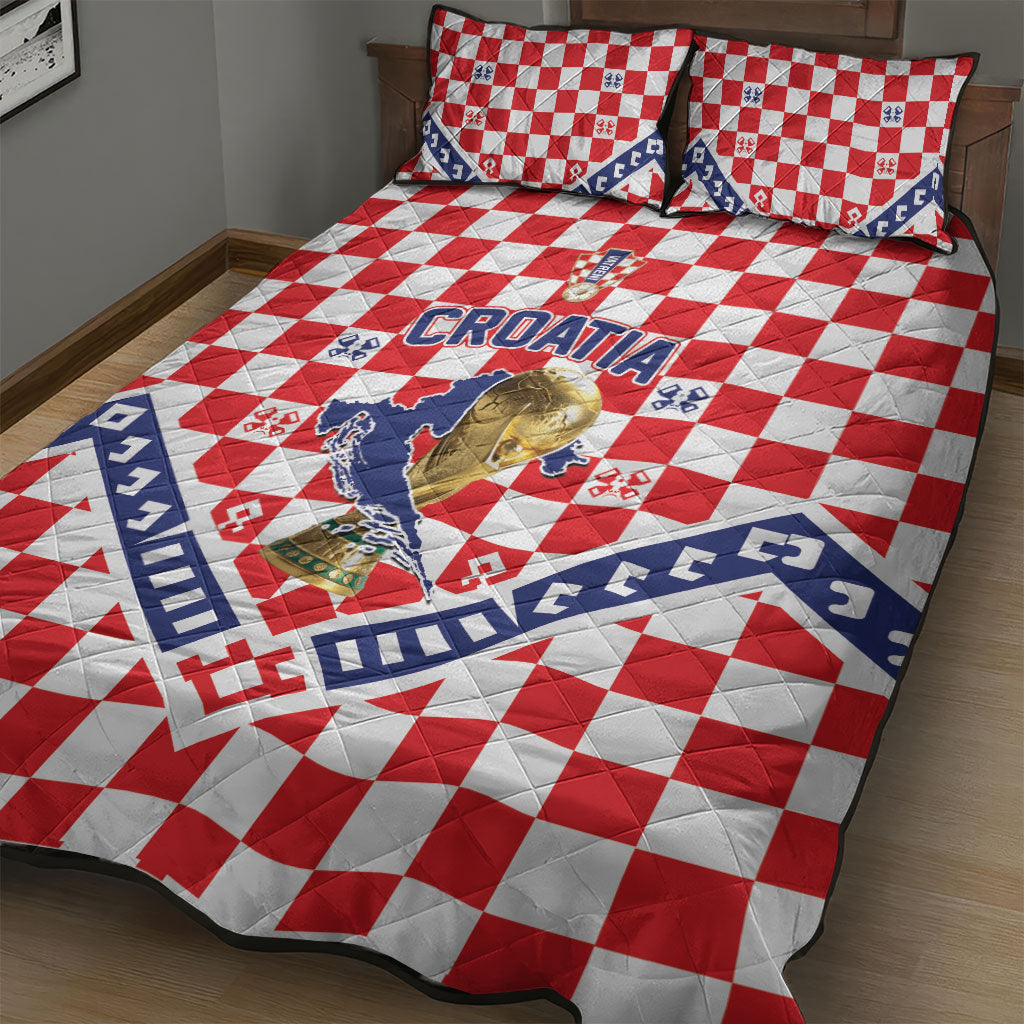 World Football Croatia Quilt Bed Set Fearless Red Check Power