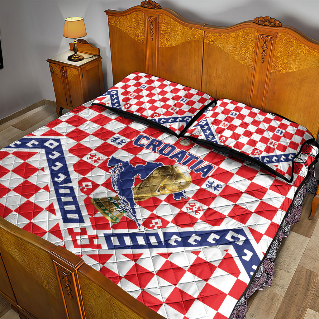 World Football Croatia Quilt Bed Set Fearless Red Check Power