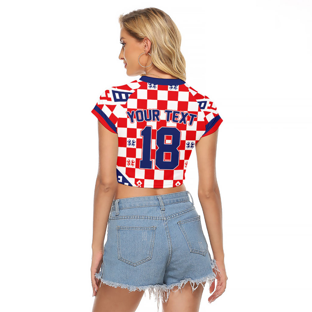 Custom World Football Croatia Raglan Cropped T Shirt Fearless Red Check Power