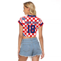Custom World Football Croatia Raglan Cropped T Shirt Fearless Red Check Power