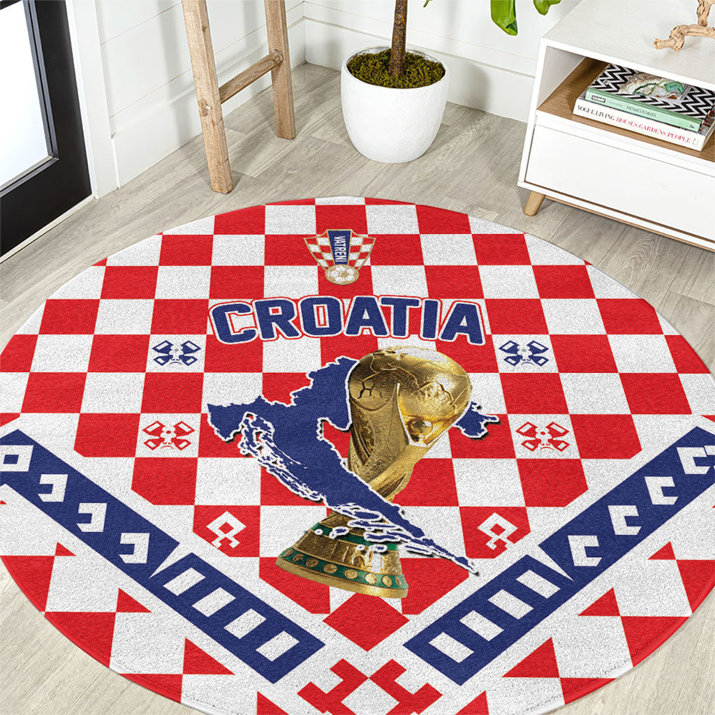 World Football Croatia Round Carpet Fearless Red Check Power