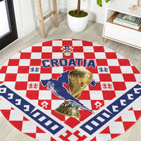 World Football Croatia Round Carpet Fearless Red Check Power