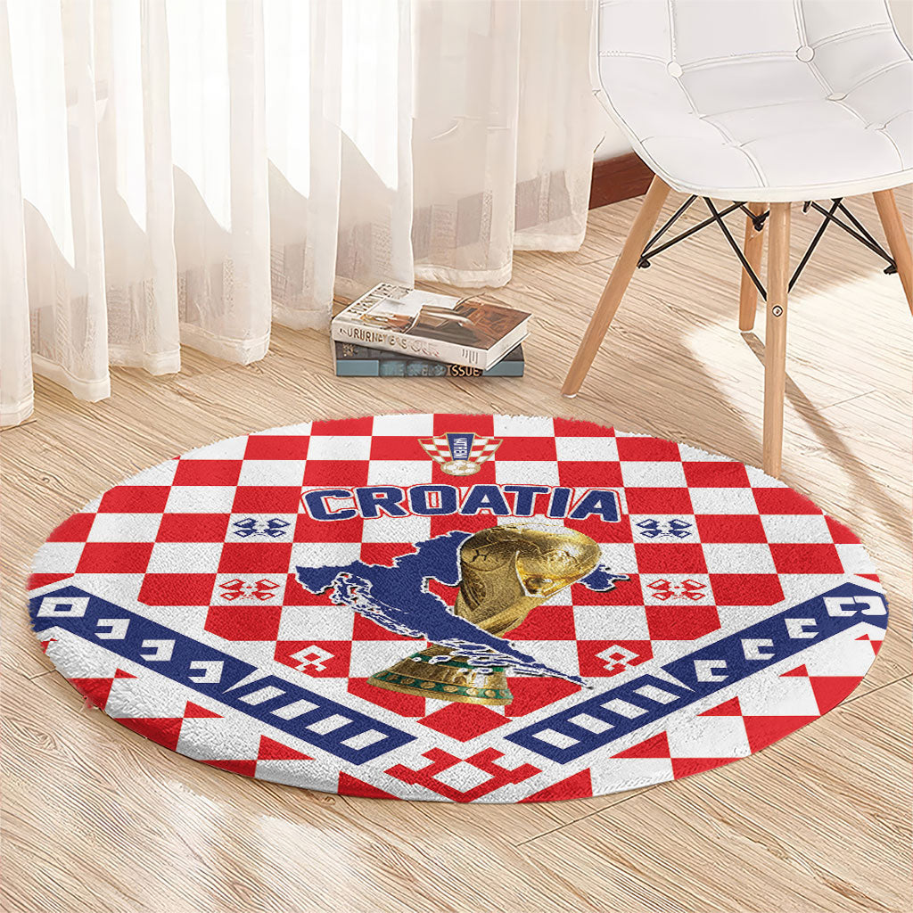 World Football Croatia Round Carpet Fearless Red Check Power