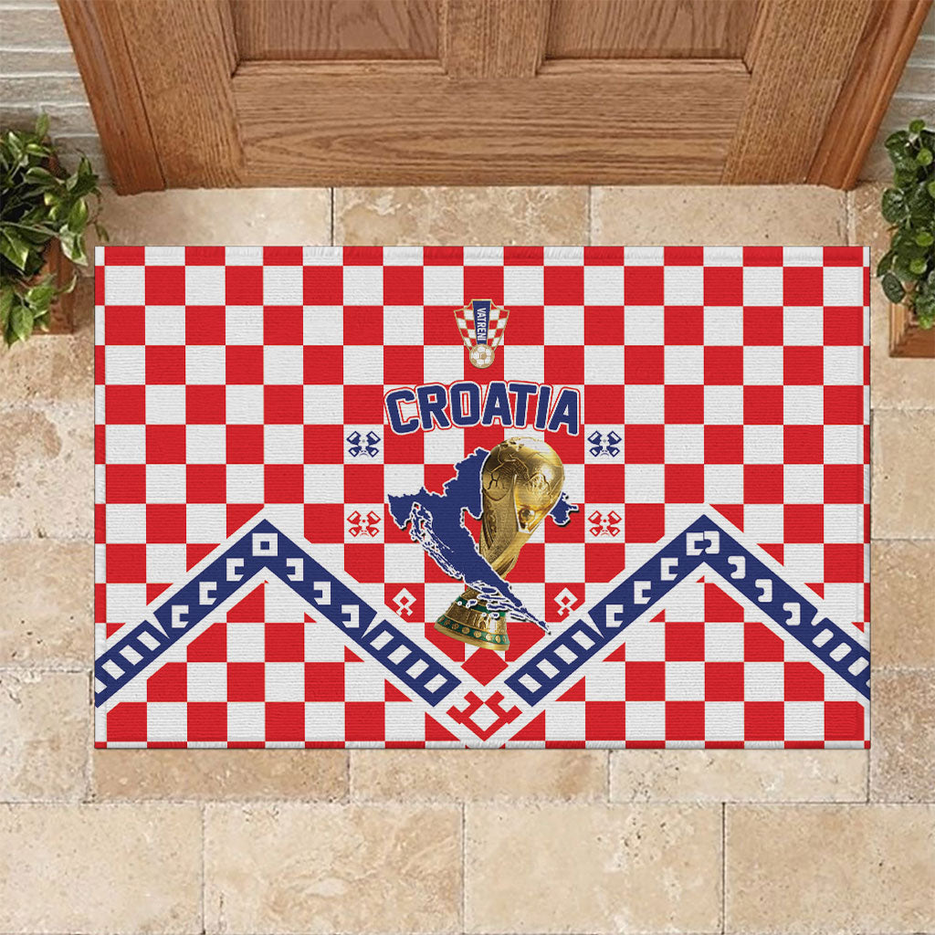 World Football Croatia Rubber Doormat Fearless Red Check Power