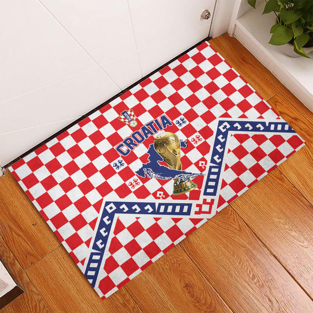 World Football Croatia Rubber Doormat Fearless Red Check Power