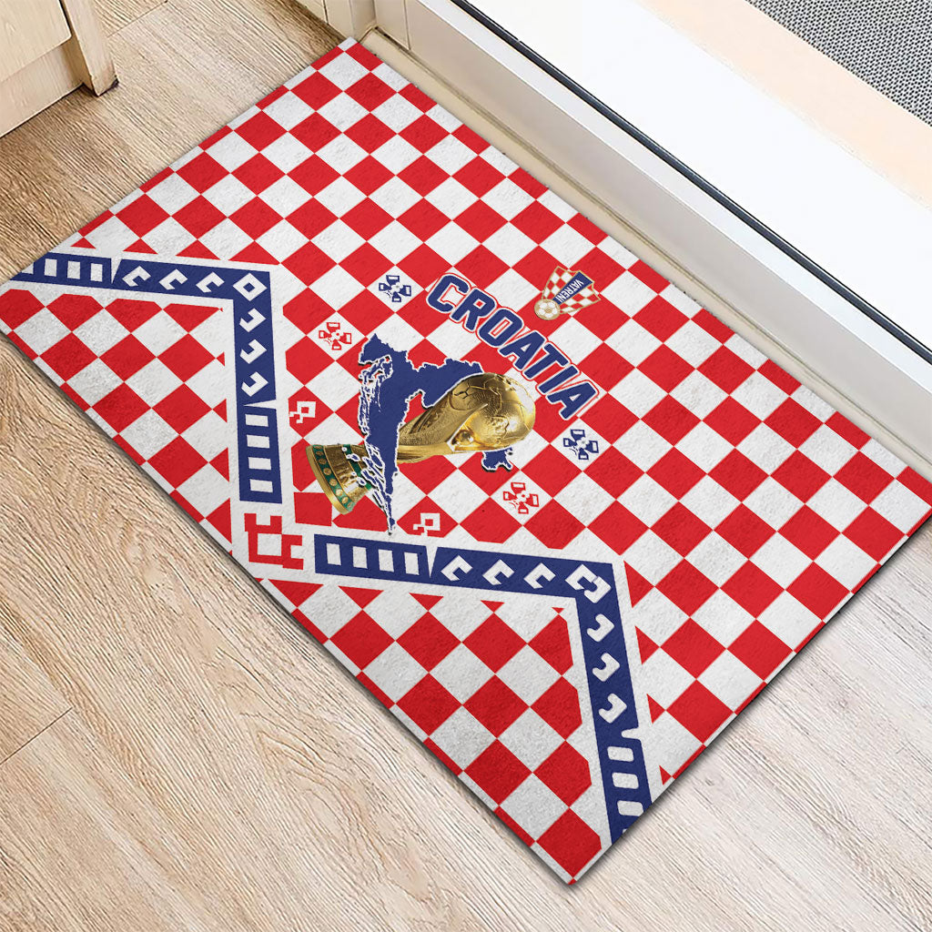 World Football Croatia Rubber Doormat Fearless Red Check Power