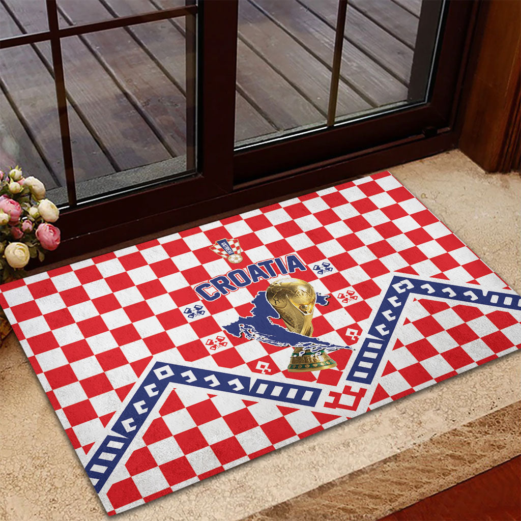 World Football Croatia Rubber Doormat Fearless Red Check Power