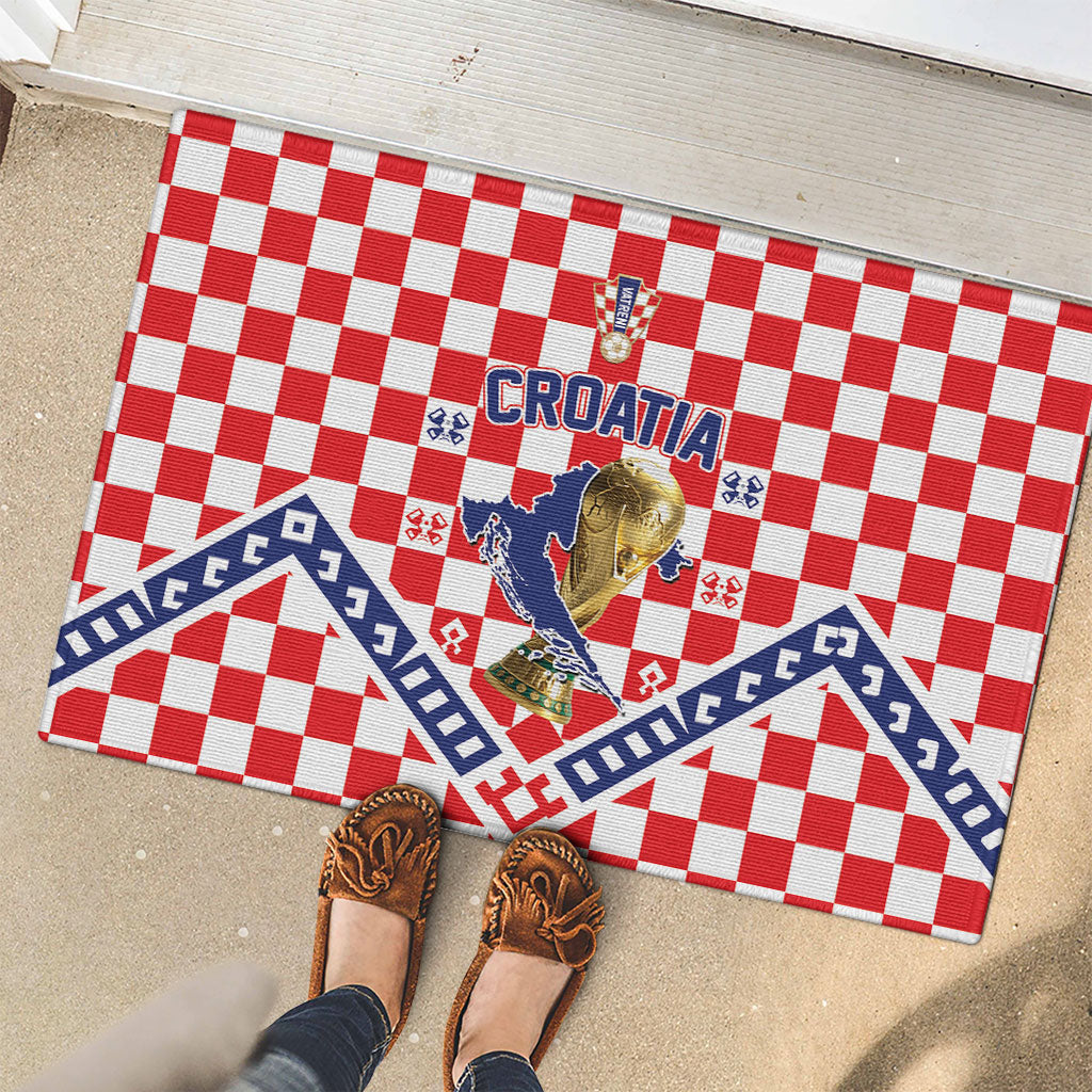 World Football Croatia Rubber Doormat Fearless Red Check Power